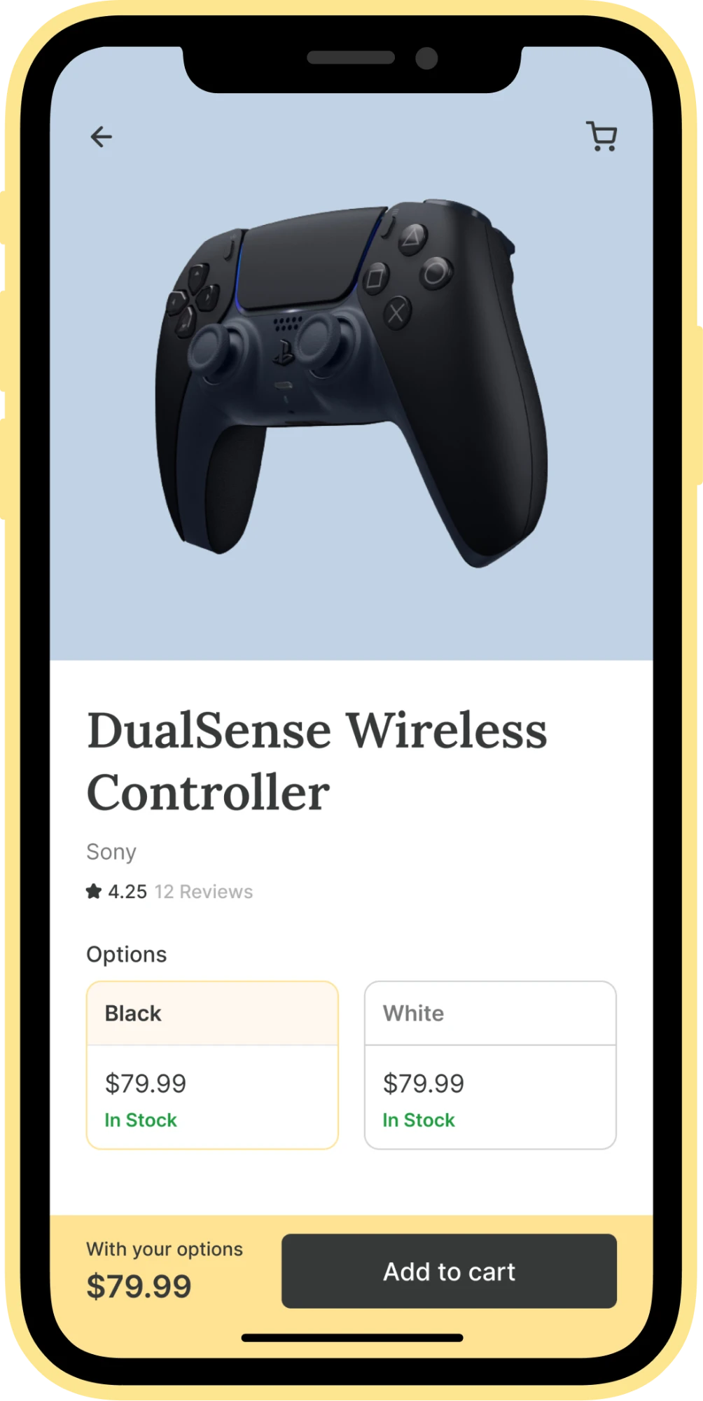 DualSense Wireless Controller product page, phone mockup